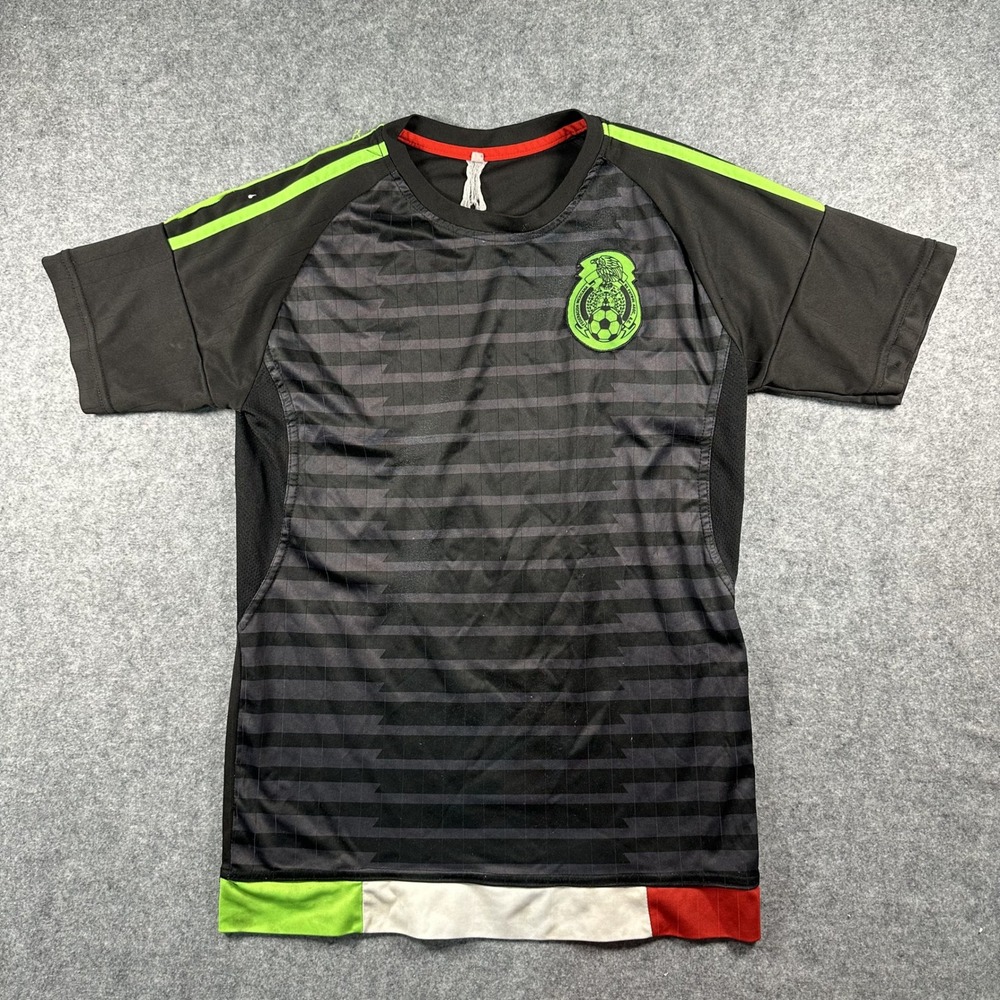 Mexico FMF Soccer Jersey Small Black Striped Short Sleeve Fan Gear